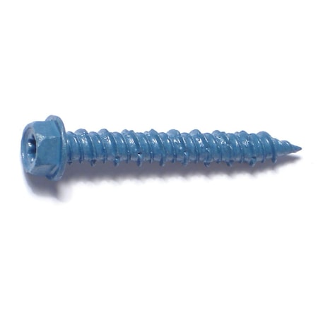 Torquemaster Masonry Screw, 1/4" Dia., Hex, 1 3/4 in L, Steel Blue Ruspert, 100 PK 54267